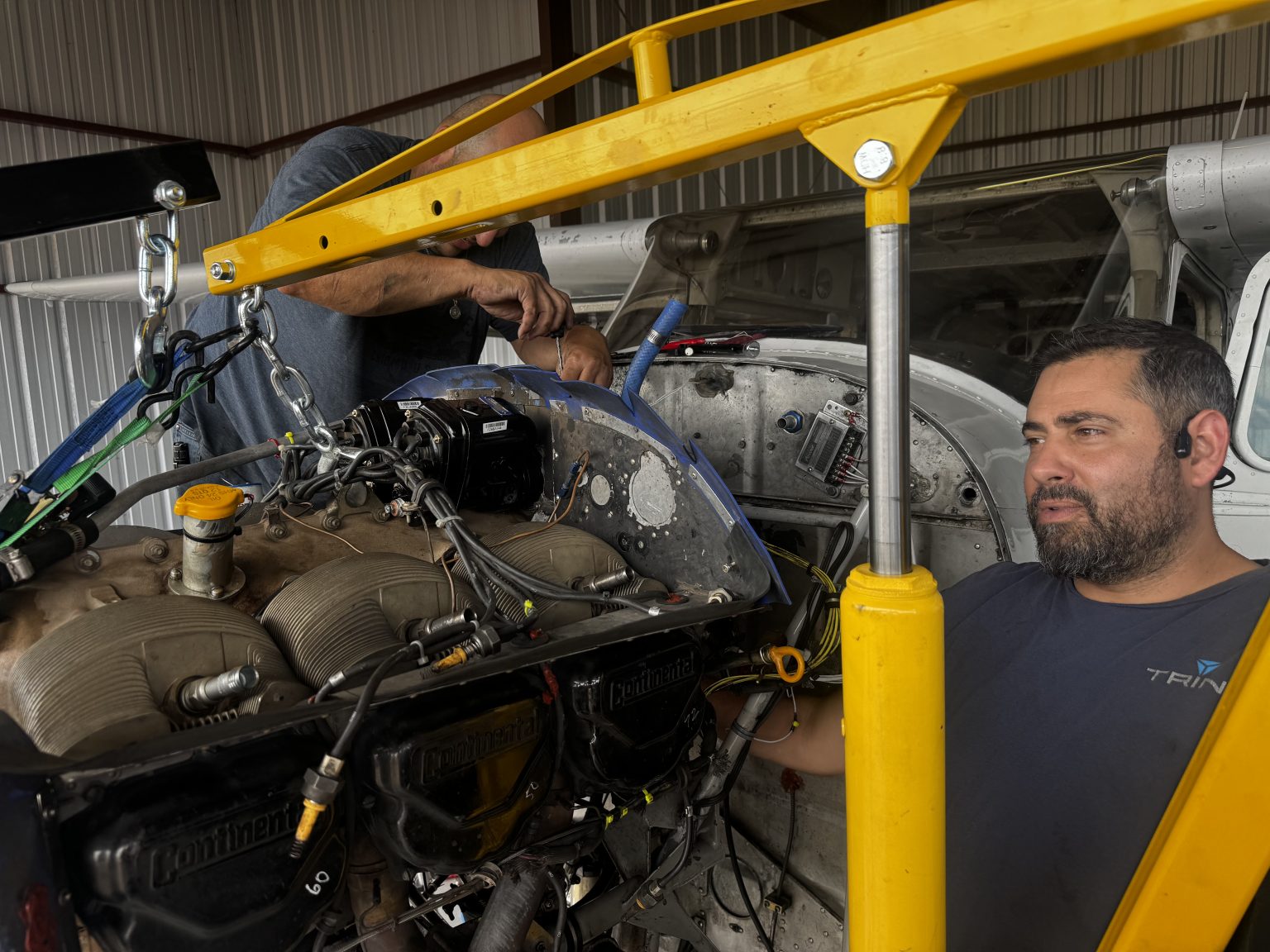 Engine work in the hangar