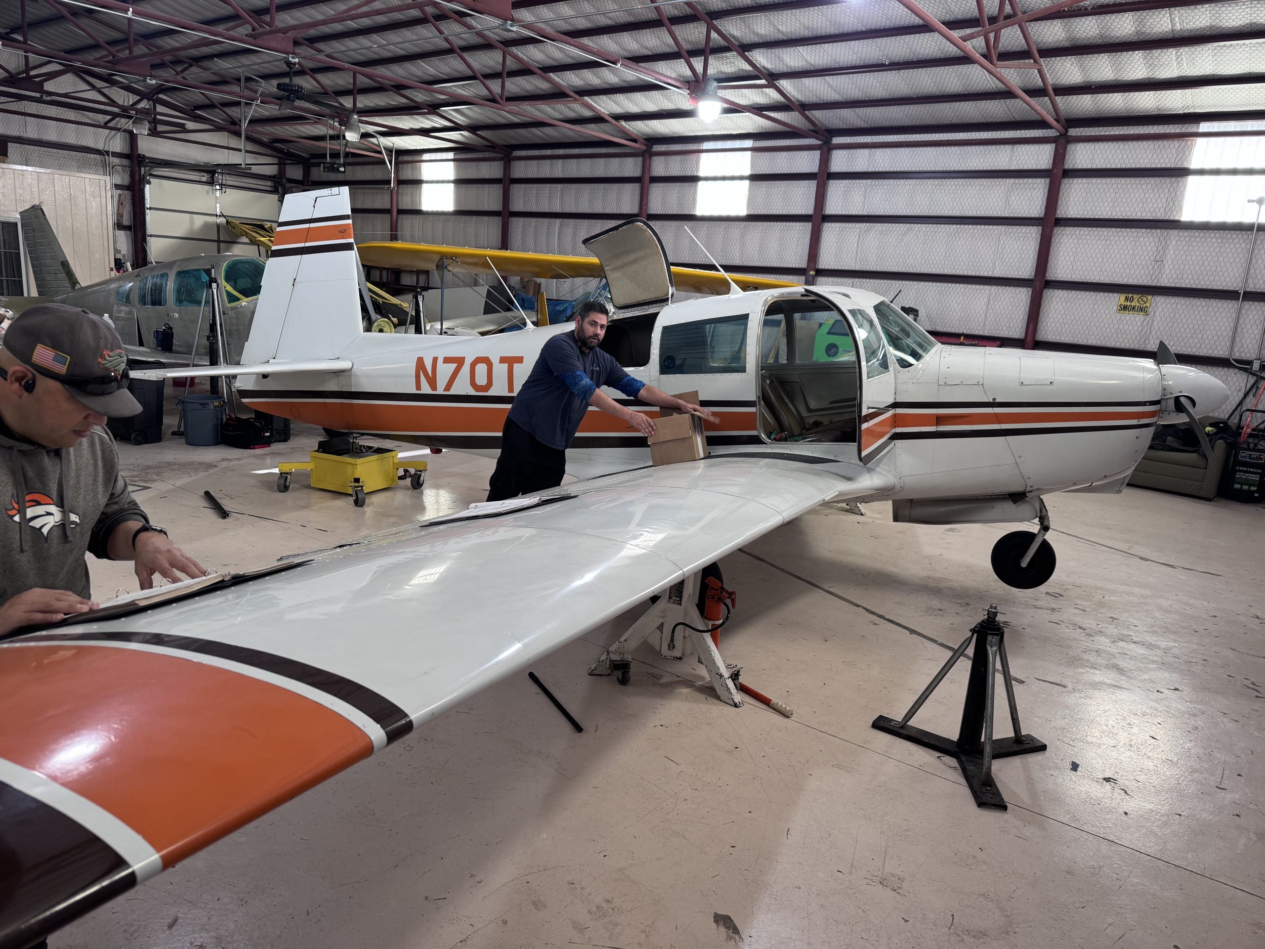 Josh Williams in the hangar